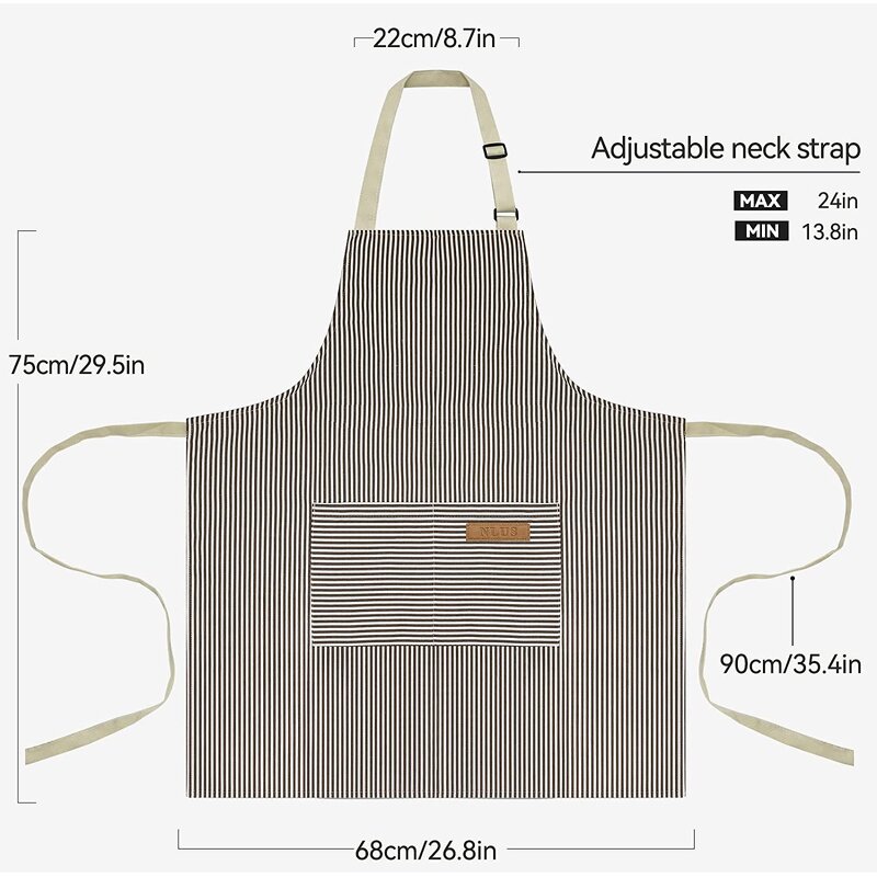 Cotton Linen Striped Apron Supplier - Home Cooking Restaurant Kitchen Baked Nail