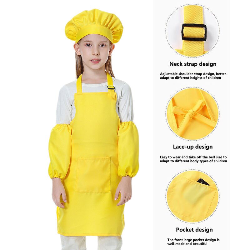 Functional Kids Aprons Supplier - Factory Supply Gingham Kitchen with Chef Hat Set