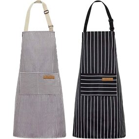 Cotton Linen Striped Apron Supplier - Home Cooking Restaurant Kitchen Baked Nail