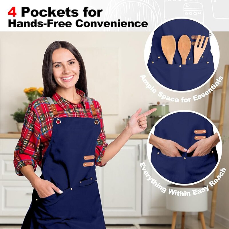 Waterproof Canvas Apron Factory - 2 Pockets Adjustable Webbed Custom Logo