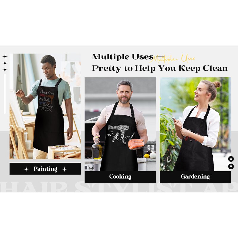 Protective Aprons Manufacturer - Polyester with Rhinestones Nail Technician