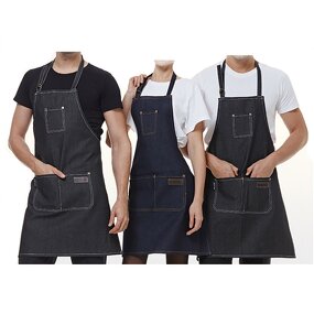 Men Denim Apron Manufacturer - Blue Custom Coffee Adjustable Baking Cooking