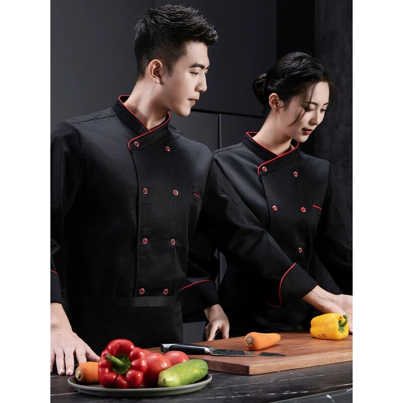 Chef's Clothing Supplier - High-End Cotton Restaurant Waiter Long Sleeve Uniform