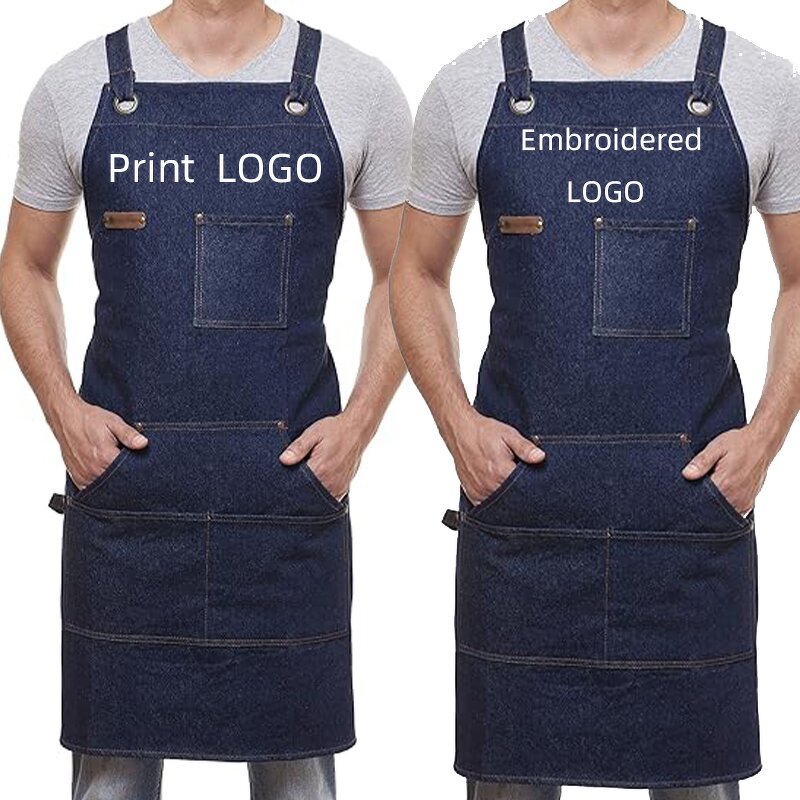 Unisex Denim Apron Supplier - Blue for Chef Cooking Baking Cafe Uniform