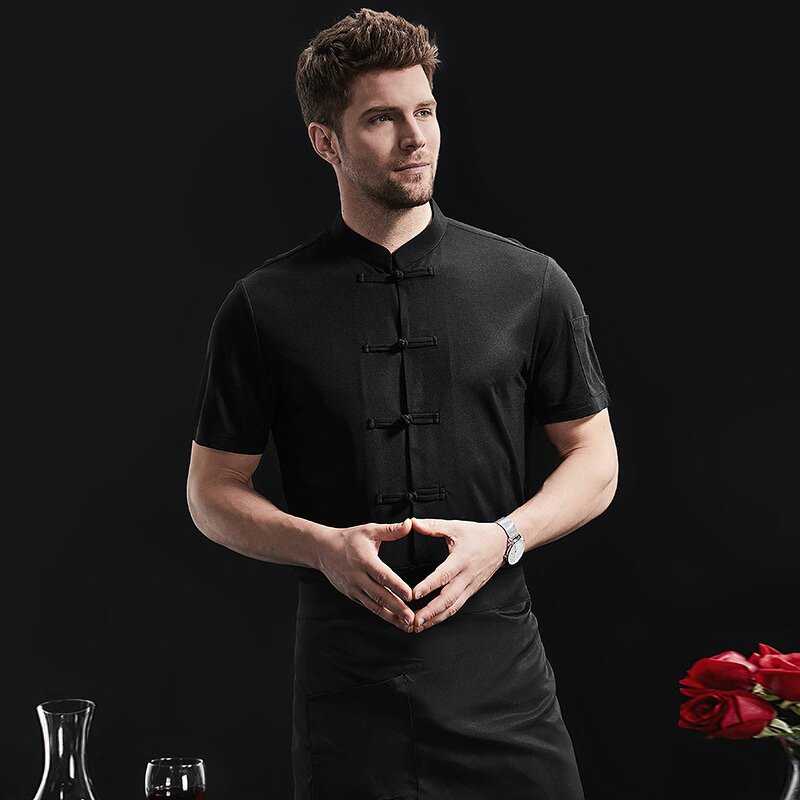 Chef Coat Manufacturer - White Unisex Short Sleeves Polyester Cotton Fabric