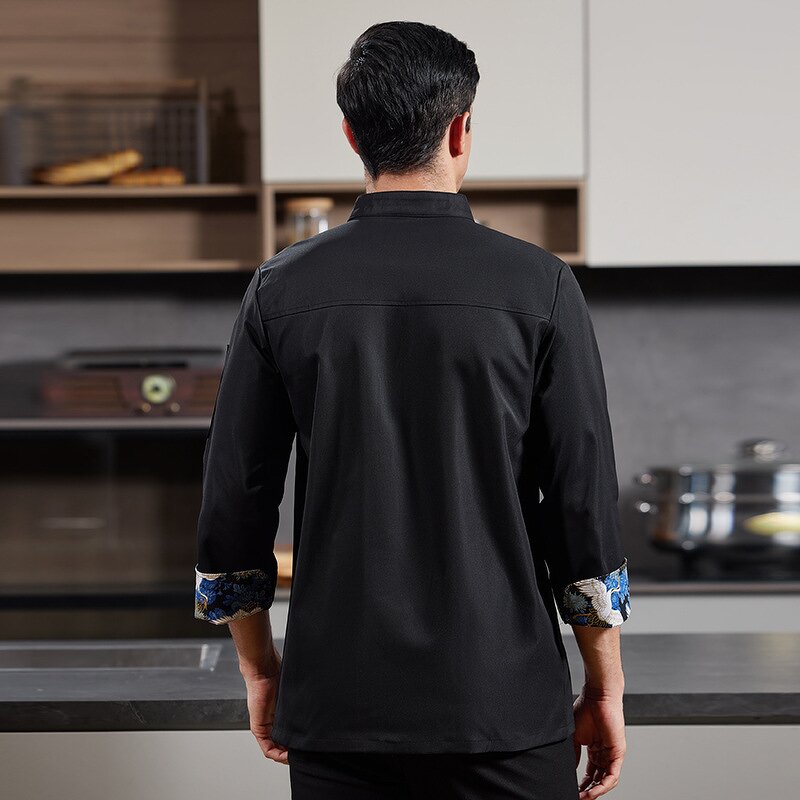 Waiter Shirt Supplier - Black Embroidery Custom Design Coat Quality Uniform