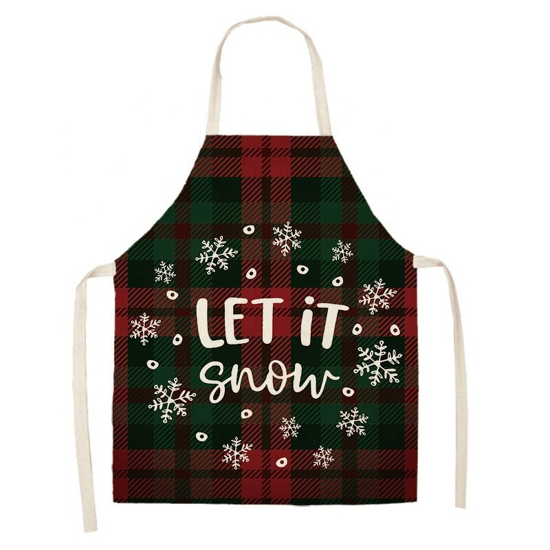 Christmas Apron Supplier - Sublimation Custom Long Linen Material Christmas Design