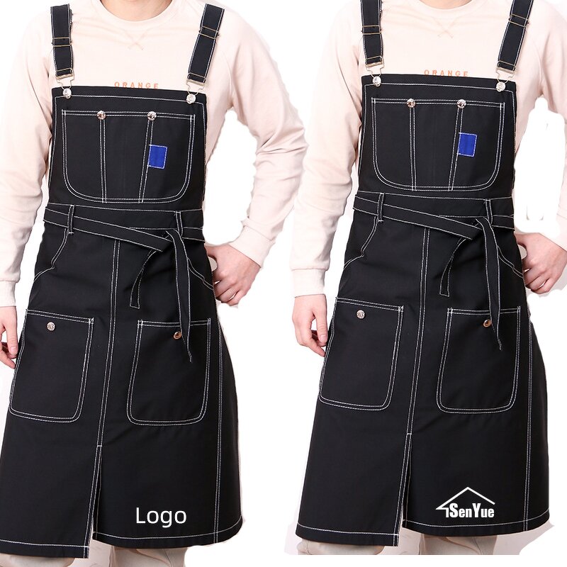 Coffee Shop Apron Supplier - Canvas Printed Logo Men's Women's Baking Hairdressing