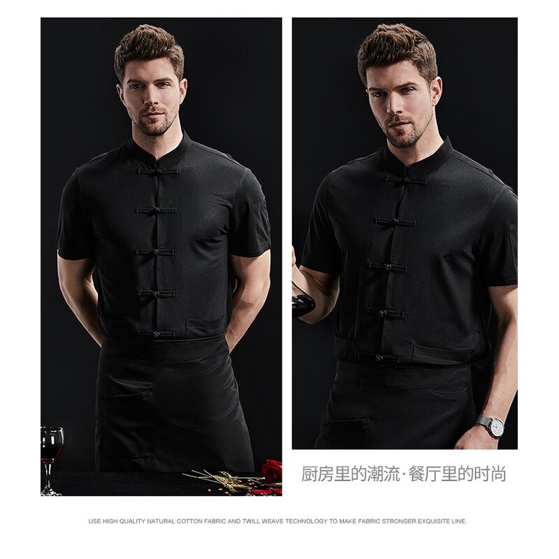 Chef Coat Manufacturer - White Unisex Short Sleeves Polyester Cotton Fabric