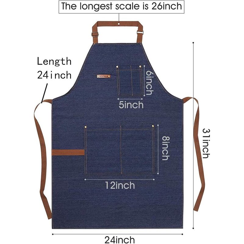 Denim Apron Factory - Blue Long Family Couple Cleaning Cooking Custom Logo