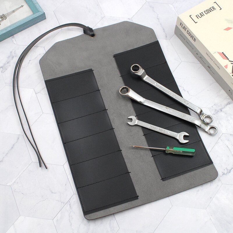 Tool Roll up Bags Manufacturer - Wholesale Brown PU Leather Strap Portable Carry