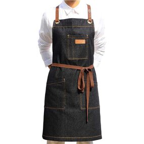 Denim Apron Supplier - Fashionable Cooking Cafe Cross-Adjustable Custom Logo