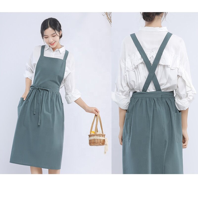 Korean Chef Apron Factory - Cooking Gardening Painting Cleaning Pinafore Pleated