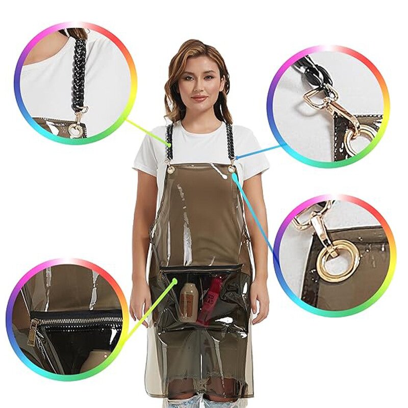 Transparent TPU Apron Factory - 80 CM Long Zipper Large Pocket Barber Car Wash