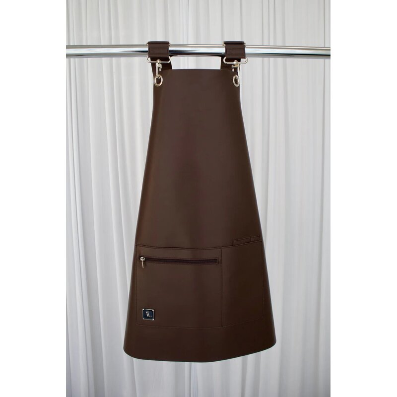 PU Leather Bib Apron Manufacturer - Custom Logo Lovely Brown Waterproof Design