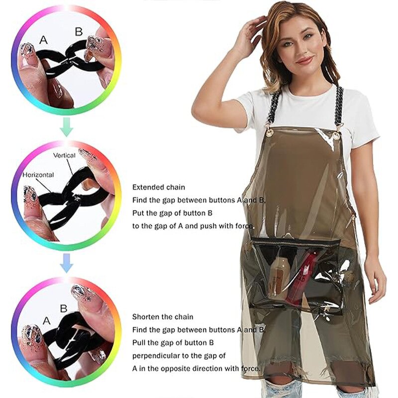 Transparent TPU Apron Factory - 80 CM Long Zipper Large Pocket Barber Car Wash