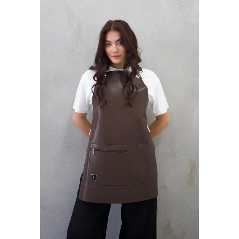 PU Leather Bib Apron Manufacturer - Custom Logo Lovely Brown Waterproof Design