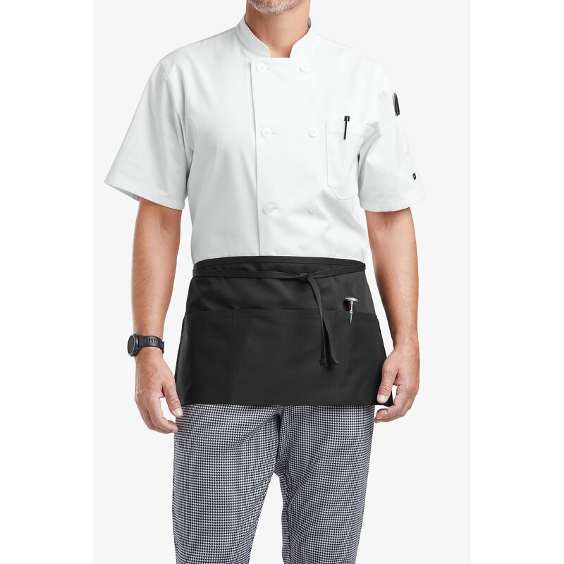 Cotton Half Server Apron Manufacturer - Custom Black Polyester 3 Pocket Waist