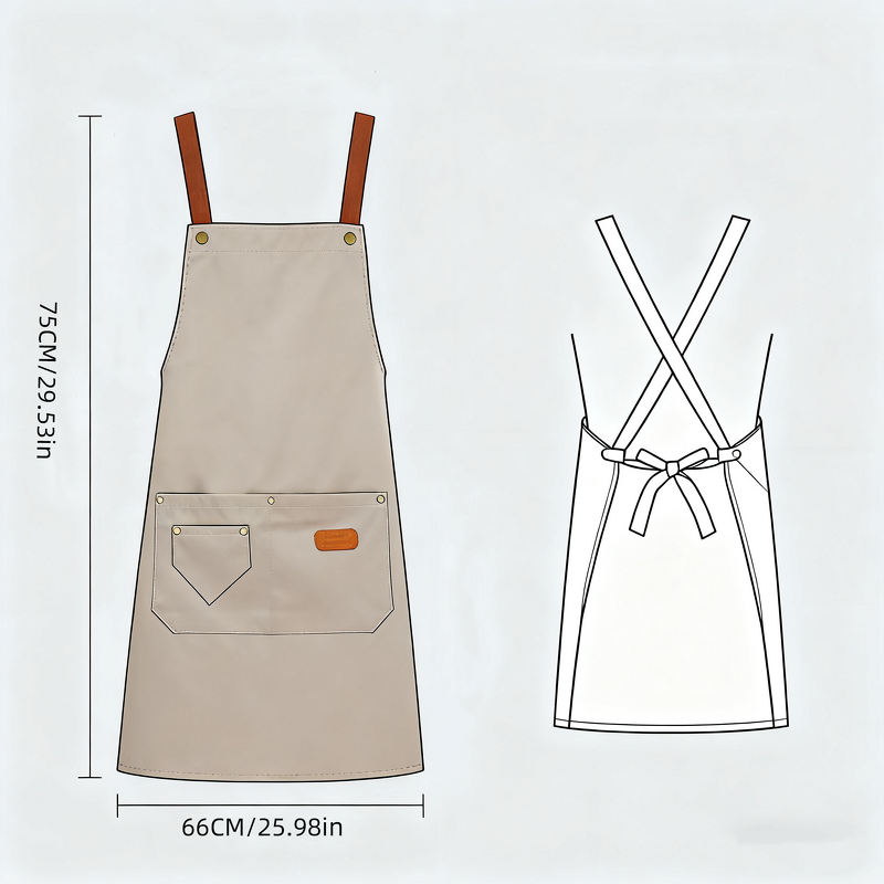 Khaki Kitchen Apron Supplier - Waterproof Cross Adjustable Webbing Custom Logo