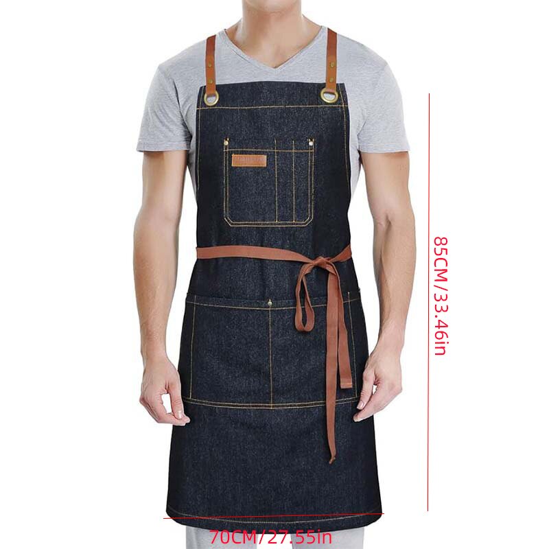 Denim Apron Supplier - Fashionable Cooking Cafe Cross-Adjustable Custom Logo