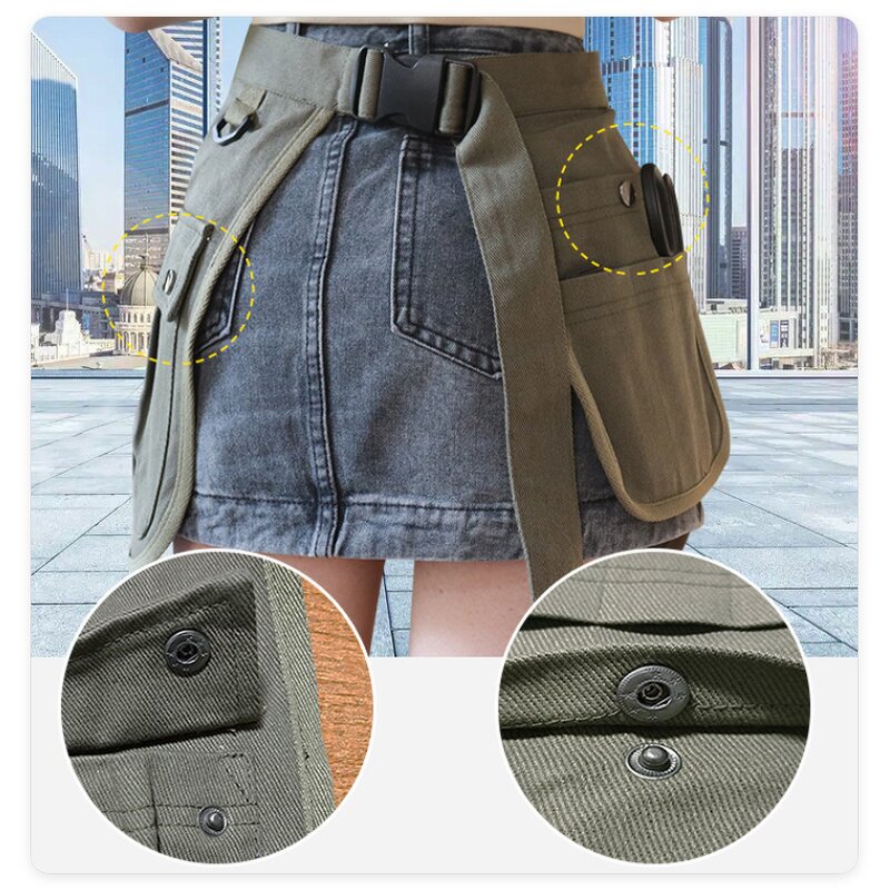 Garden Tool Belt Supplier - 9 Pockets Short Waist Apron Waiter Canvas Half