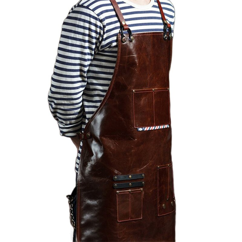 Vintage Leather Apron Supplier - Heavy Duty with Adjustable Webbing Pockets