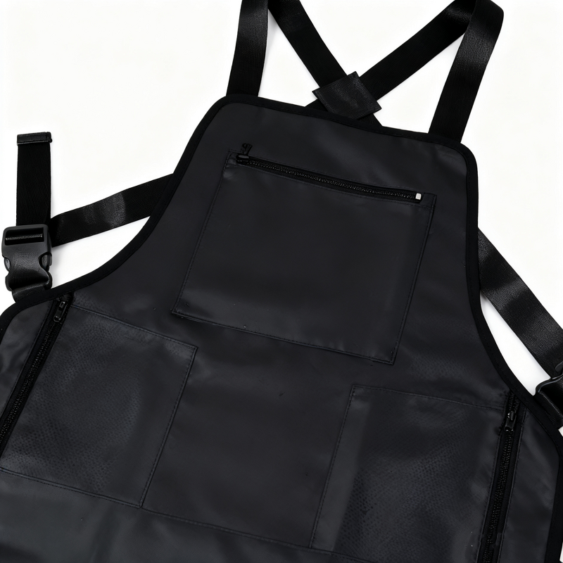 Waterproof Apron Supplier - European American Zippered Pocket Black Hairdressers