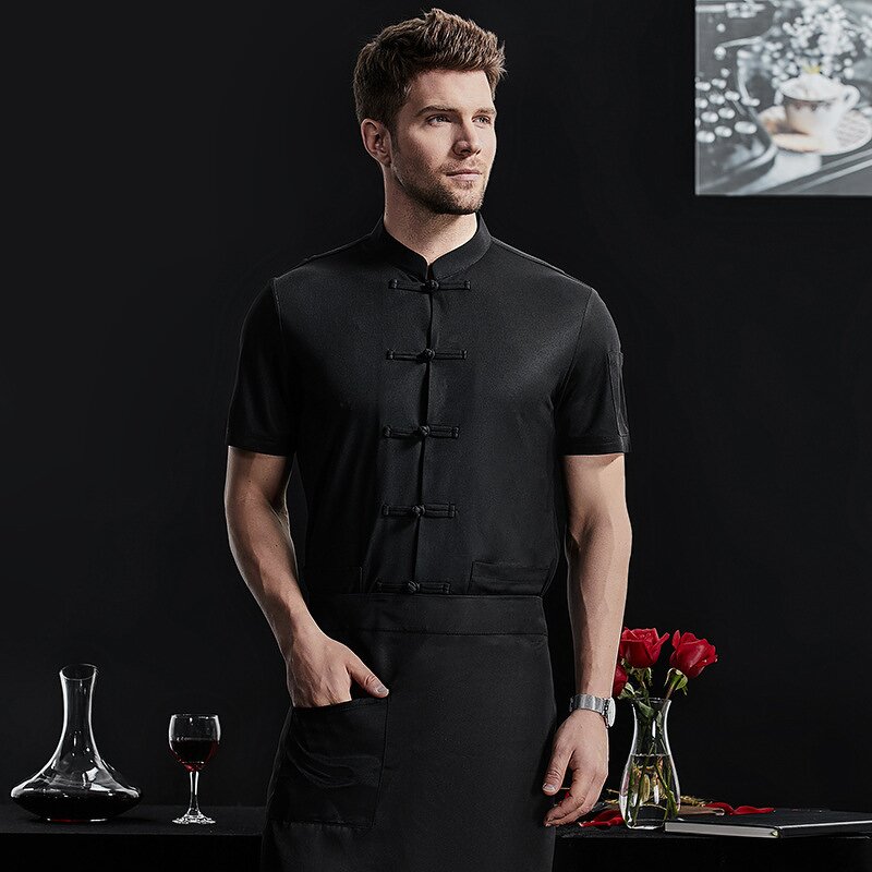 Chef Coat Manufacturer - White Unisex Short Sleeves Polyester Cotton Fabric