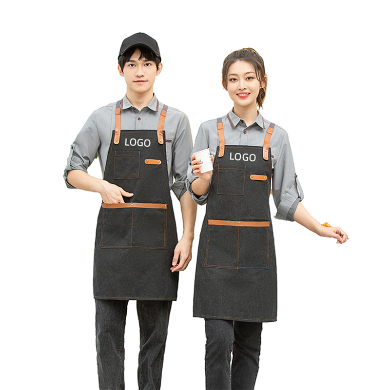 Canvas Aprons Factory - Custom Logo for Business Cafe BBQ Bakery Kitchen