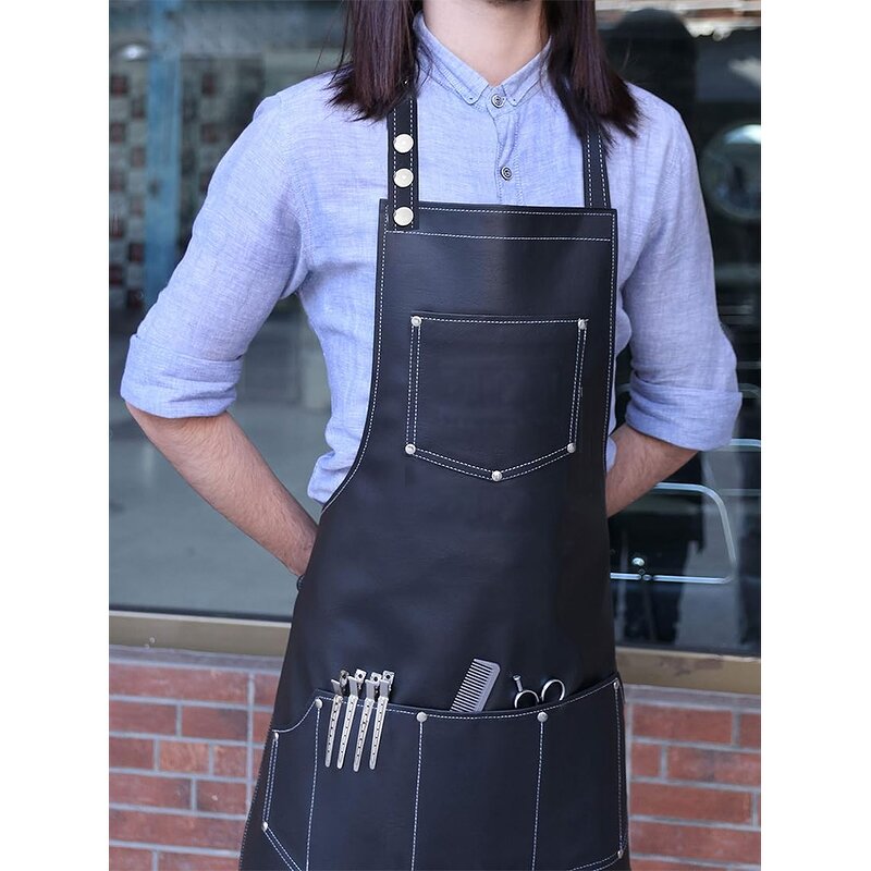 PU Leather Apron Supplier - Back Strap Barista Bartender Pastry Chef Cafe