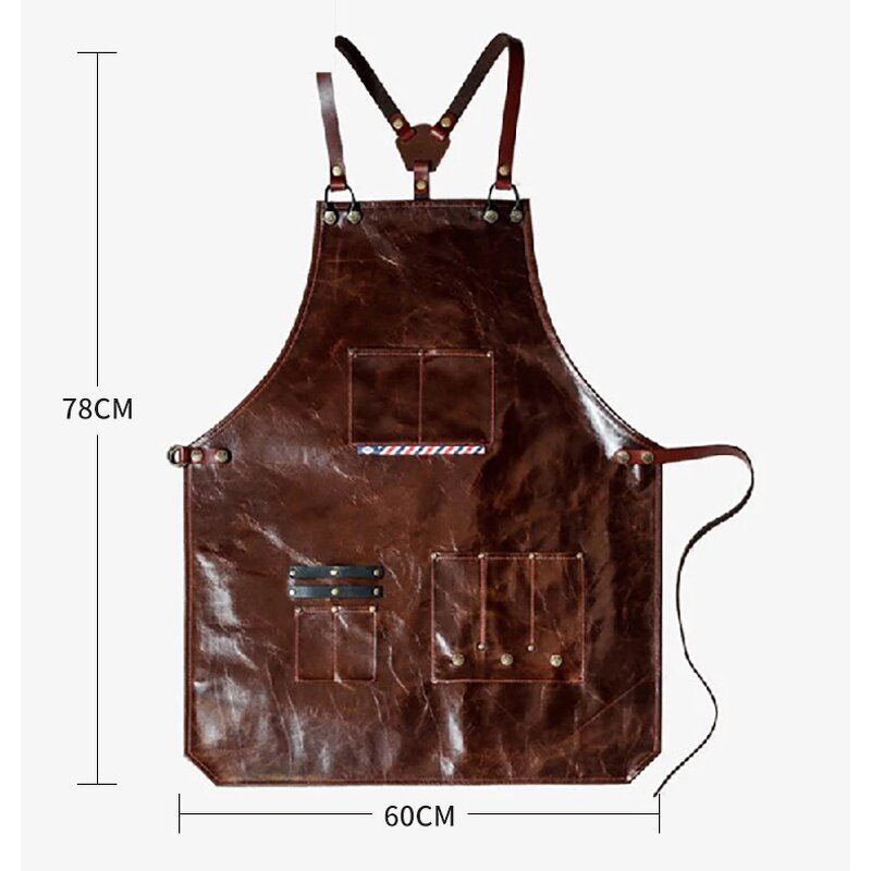 Vintage Leather Apron Supplier - Heavy Duty with Adjustable Webbing Pockets
