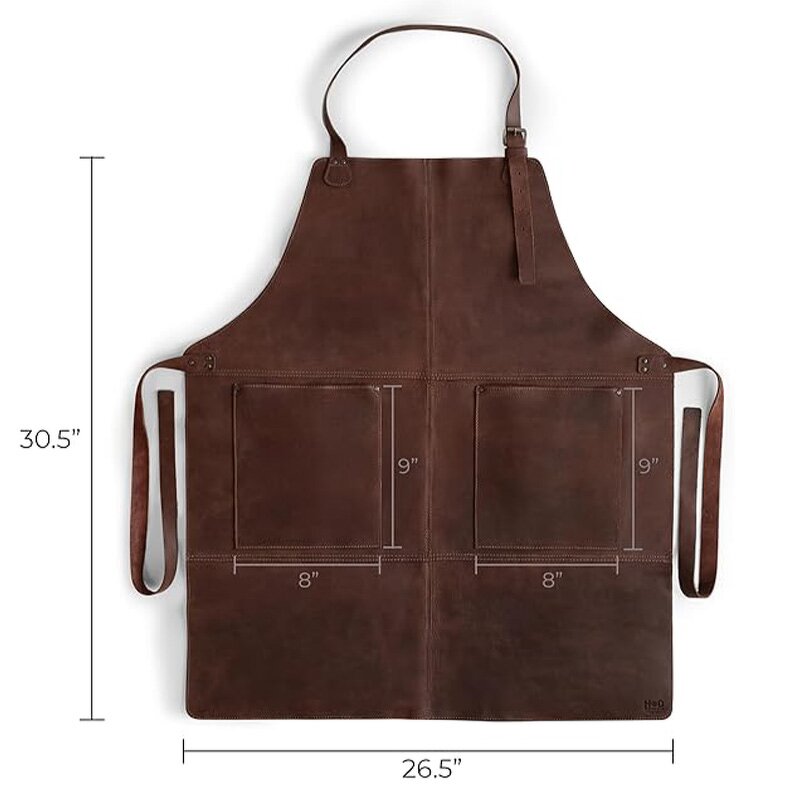 PU Leather Apron Manufacturer - Professional BBQ Woodworking Two Spacious Pockets