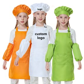 Kids Apron Set Supplier - Wholesale Custom Logo Adjustable Blank Polyester and Hat