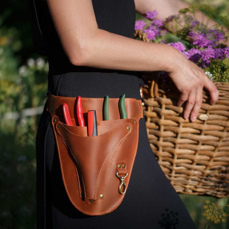 PU Waist Apron Manufacturer - New Brown Adjustable for Gardening Tools Storage