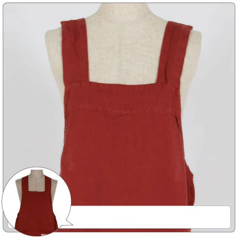 Japanese Cotton Linen Apron Factory - Floral Art Milk Tea Shop Coffee Shop Work