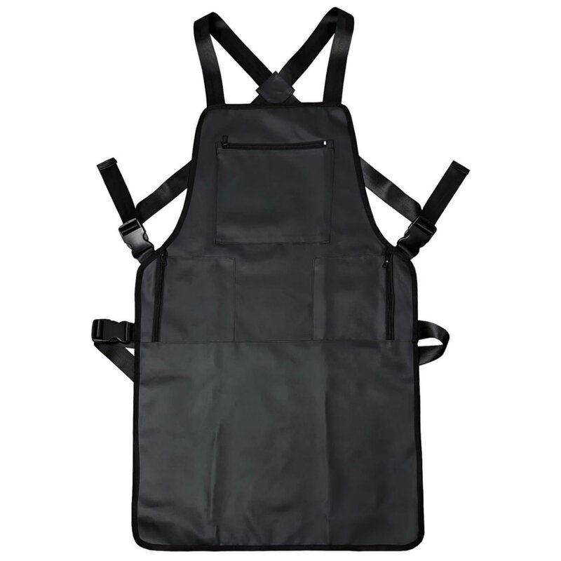 Waterproof Apron Supplier - European American Zippered Pocket Black Hairdressers