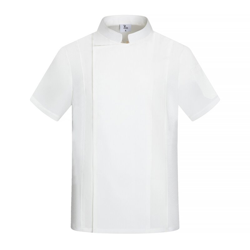 Chef Shirt Factory - White Cotton Men's Solid Color Short Sleeve Collar