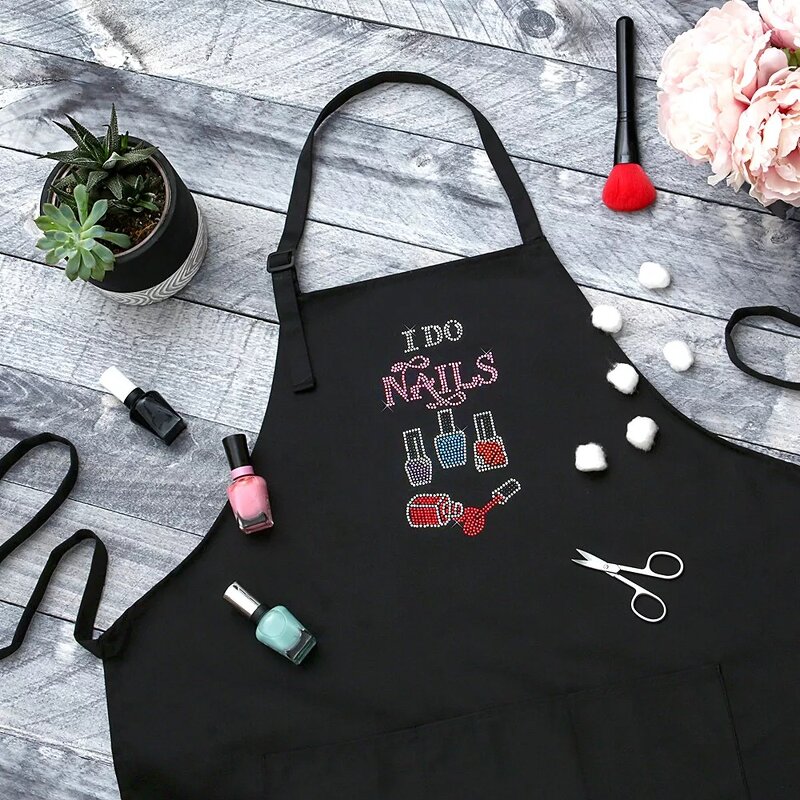 Protective Aprons Manufacturer - Polyester with Rhinestones Nail Technician