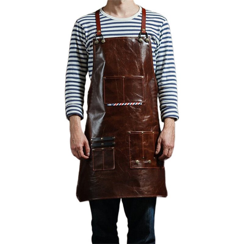 Vintage Leather Apron Supplier - Heavy Duty with Adjustable Webbing Pockets