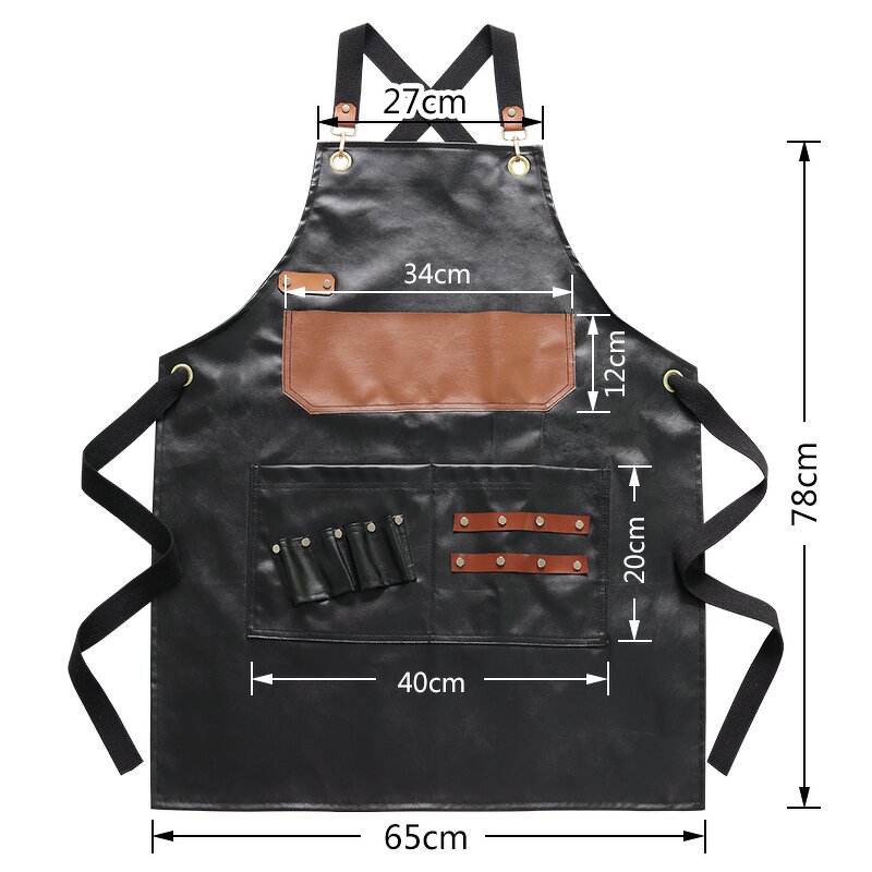 Black PU Apron Supplier - Heavy Duty Waterproof Chefs Butchers Hairdressers
