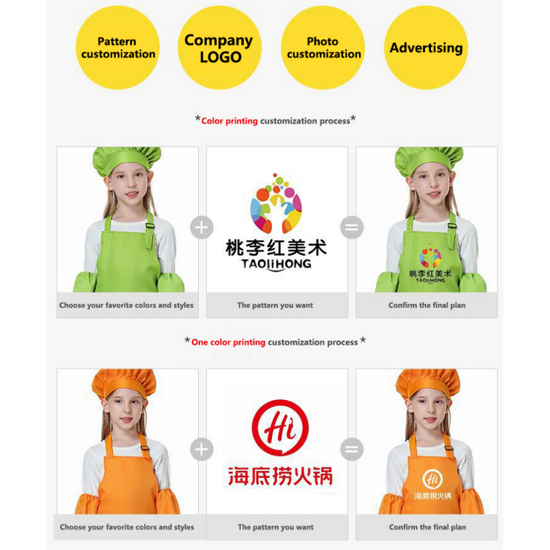 Kids Apron Set Supplier - Wholesale Custom Logo Adjustable Blank Polyester and Hat