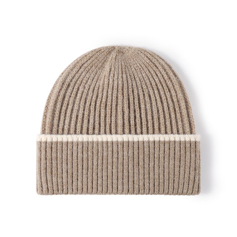 Men's Knitted Hat Manufacturer - Outdoor Color-blocked Rib Autumn Winter Warm Thick