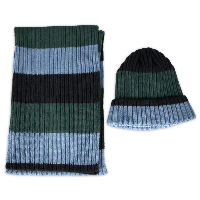 Kids Beanie Scarf Set Factory - Winter Rib Knitted Striped With Fleece Lining