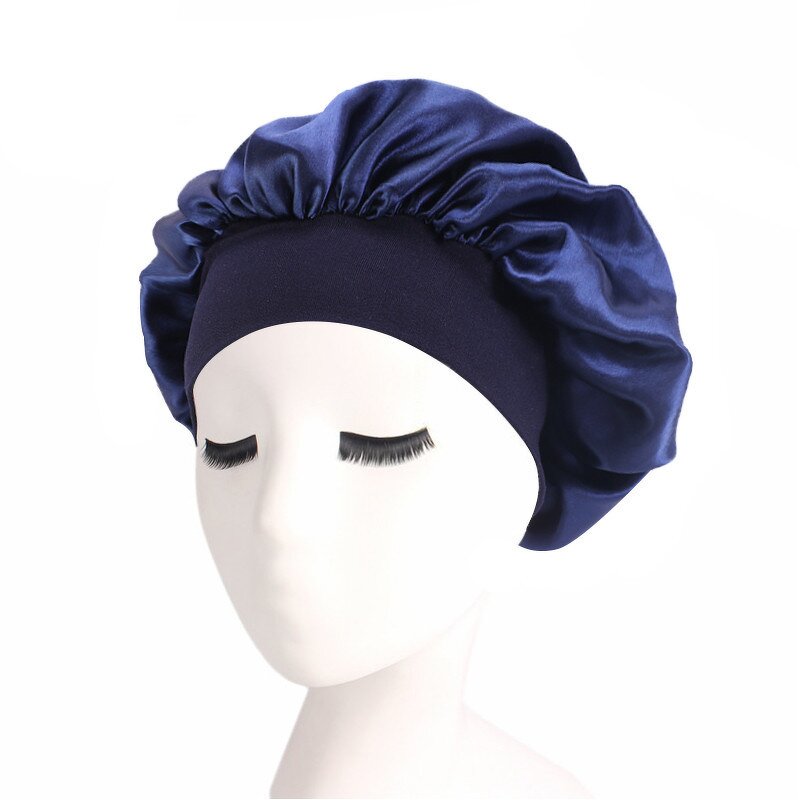 Sleep Bonnets Supplier - Wholesale Large Wide Soft Band Satin Cap for Curly Hair