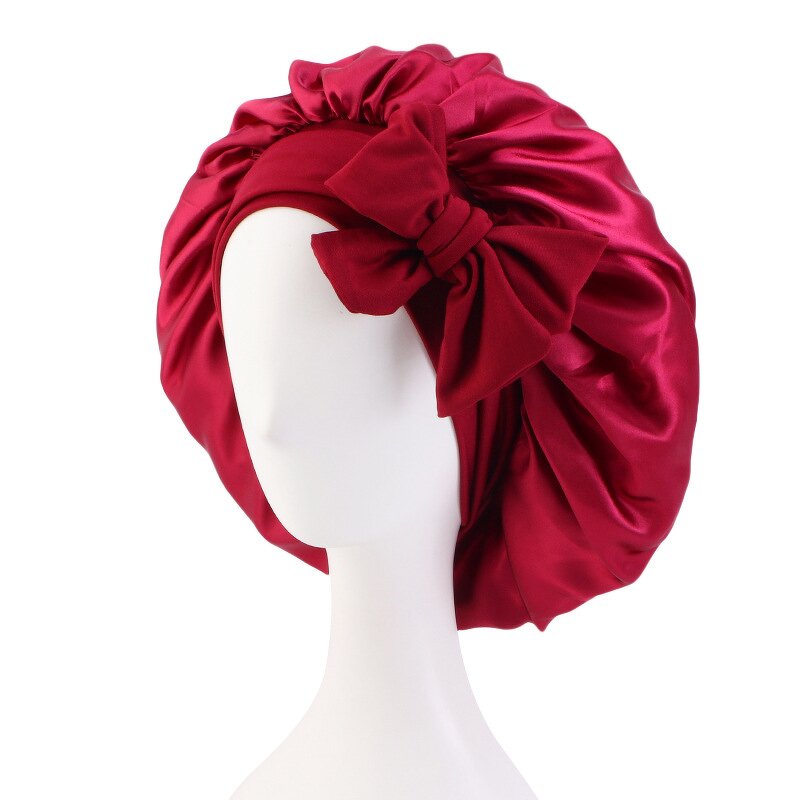 Silky Satin Hair Bonnet Factory - Fashion Women with Elastic Tie Band Night Cap