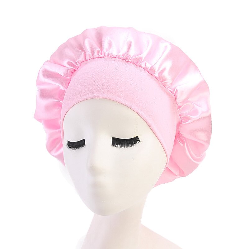 Sleep Bonnets Supplier - Wholesale Large Wide Soft Band Satin Cap for Curly Hair