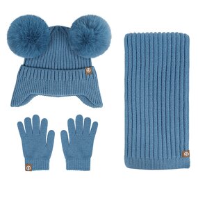 Kids Winter Set Manufacturer - Wholesale Beanie Hat With Pompom Earflap Scarf Gloves