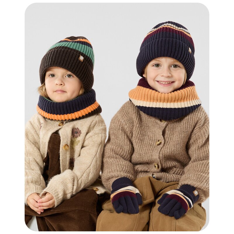 Kids Winter Set Supplier - Unisex Ribbed Stretch Knit Beanie Neckwarmer Gloves