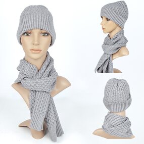 Knitted Child Hat Set Manufacturer - Jacquard Warm Cuffed Hat Scarf Soft Cozy