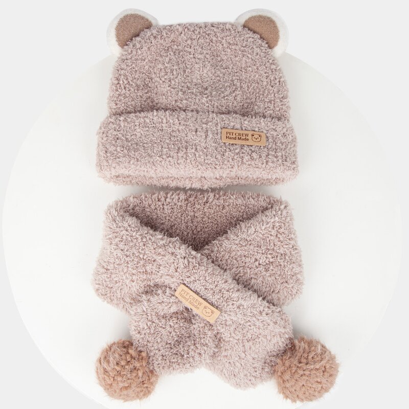 Jacquard Kids' Hat Set Supplier - Customized Design Long Solid Skull Cute Bear Ear